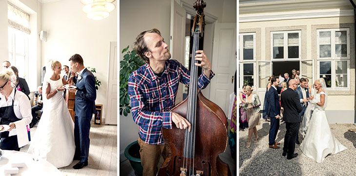 brudepar holder bryllupsreception