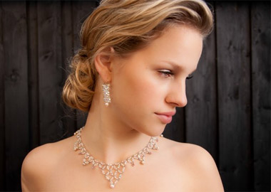 Model med halskæde og ørenringe