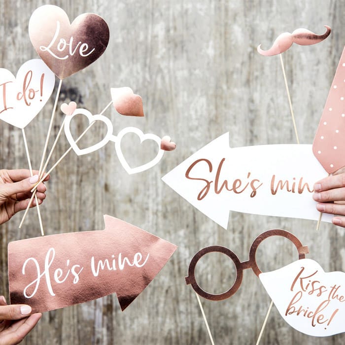 romantiske props til photobooth